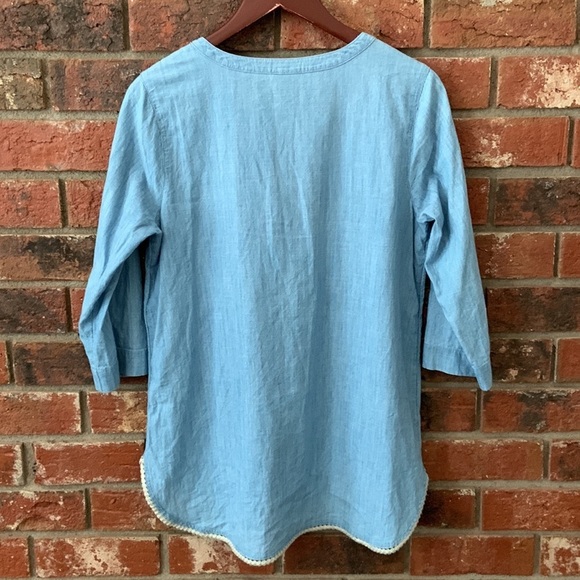 J. Jill Denim Chambray Embroidered Tunic Top - Picture 5 of 6